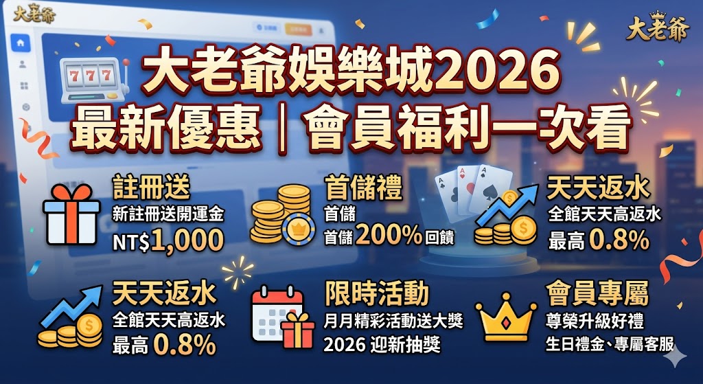 大老爺娛樂城2026最新優惠｜會員福利一次看